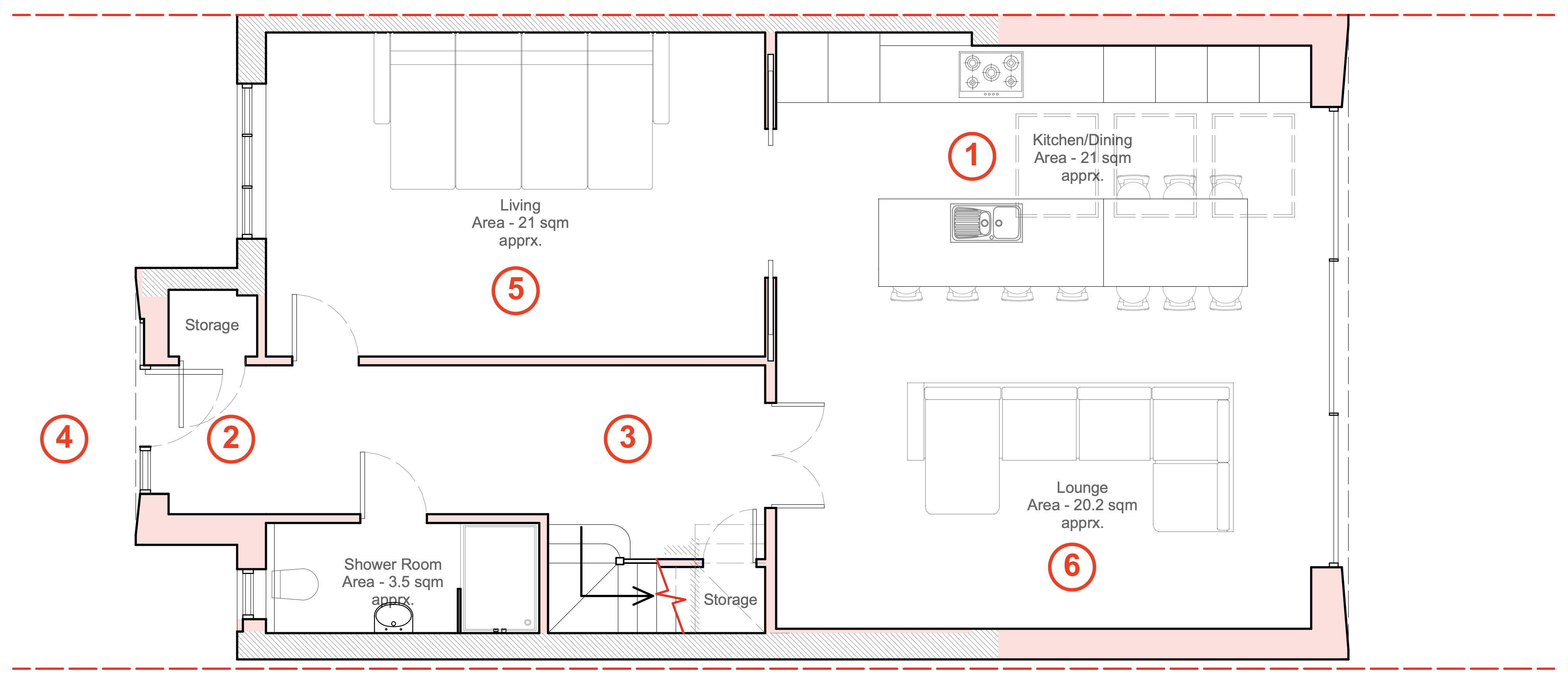 Proposed ground-floor plan for the Dulwich case study